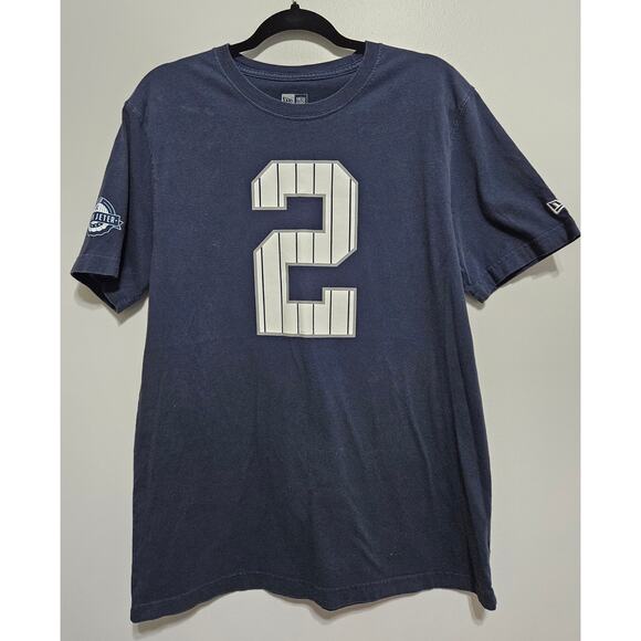 Men's NY Yankees T-Shirt Derek Jeter Navy Blue with Stripped 2 New Era Size L - Picture 1 of 10